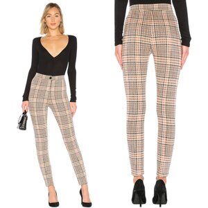 Free People Carnaby Plaid Pant Women's 0 Orange Combo Knit Boho Festival Stretch